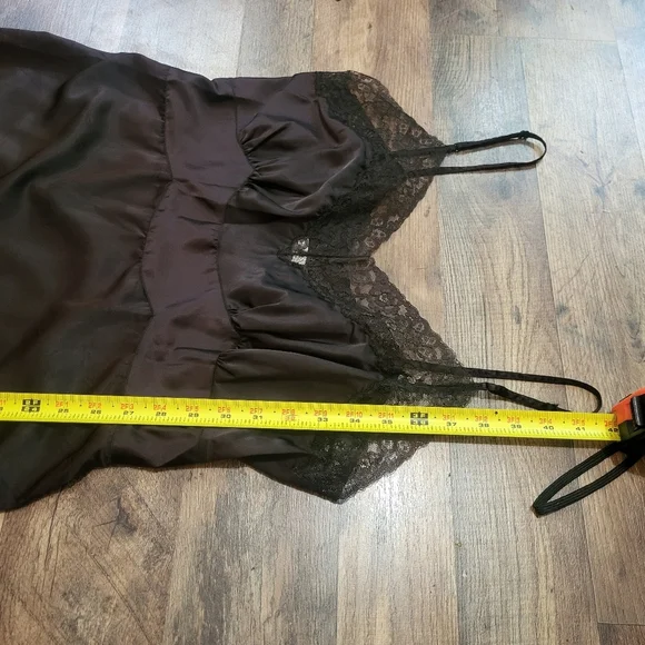 Vintage Barbizon Enchant Black Lace Satin Slip Dress Size 16 - Picture 4 of 7